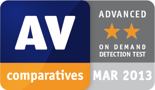 AV-Comparatives ADVANCED award for Emsisoft Anti-Malware 2013-03